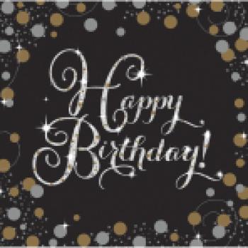 Happy Birthday Tissue Serviette Sparkling 33x33cm, 16 Stk.