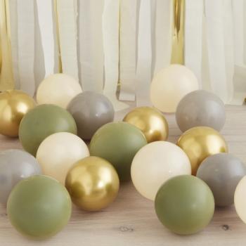 Luftballons gold chrome, grün, grau, sand 12,7cm, 40 Stk.