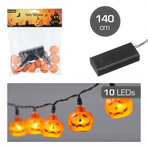 Kürbis LED Lichterkette 10 Lichter, 140cm